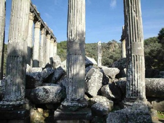 Karya da en korunmuş Roma Tapınağı olan Euromos Zeus Tapınağı  sütunları 